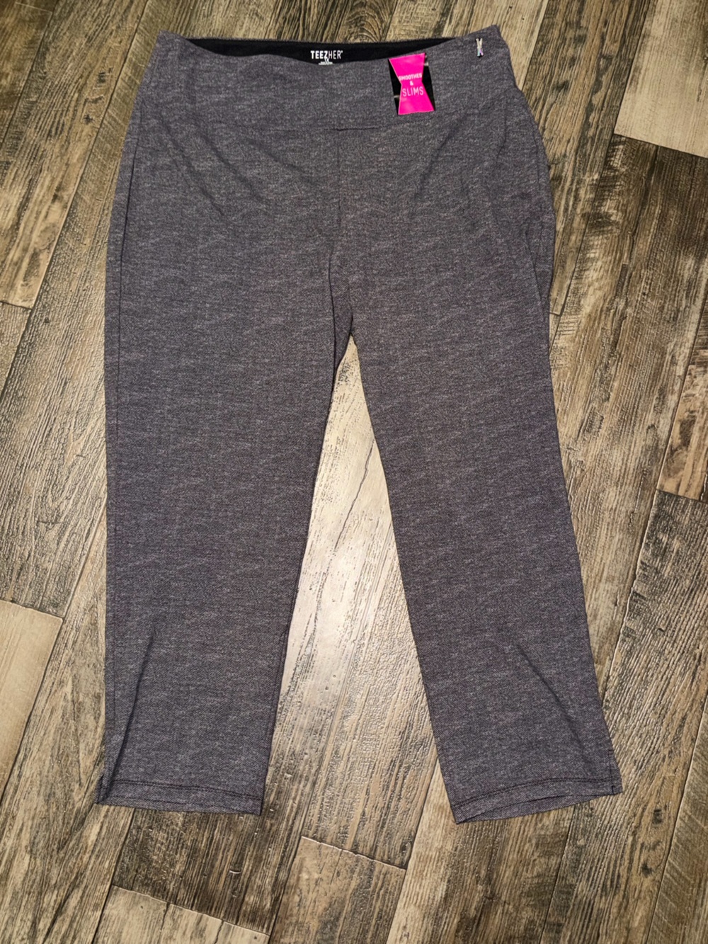 Teezher Herringbone Seamless Waistband Leggings - Gray/Black